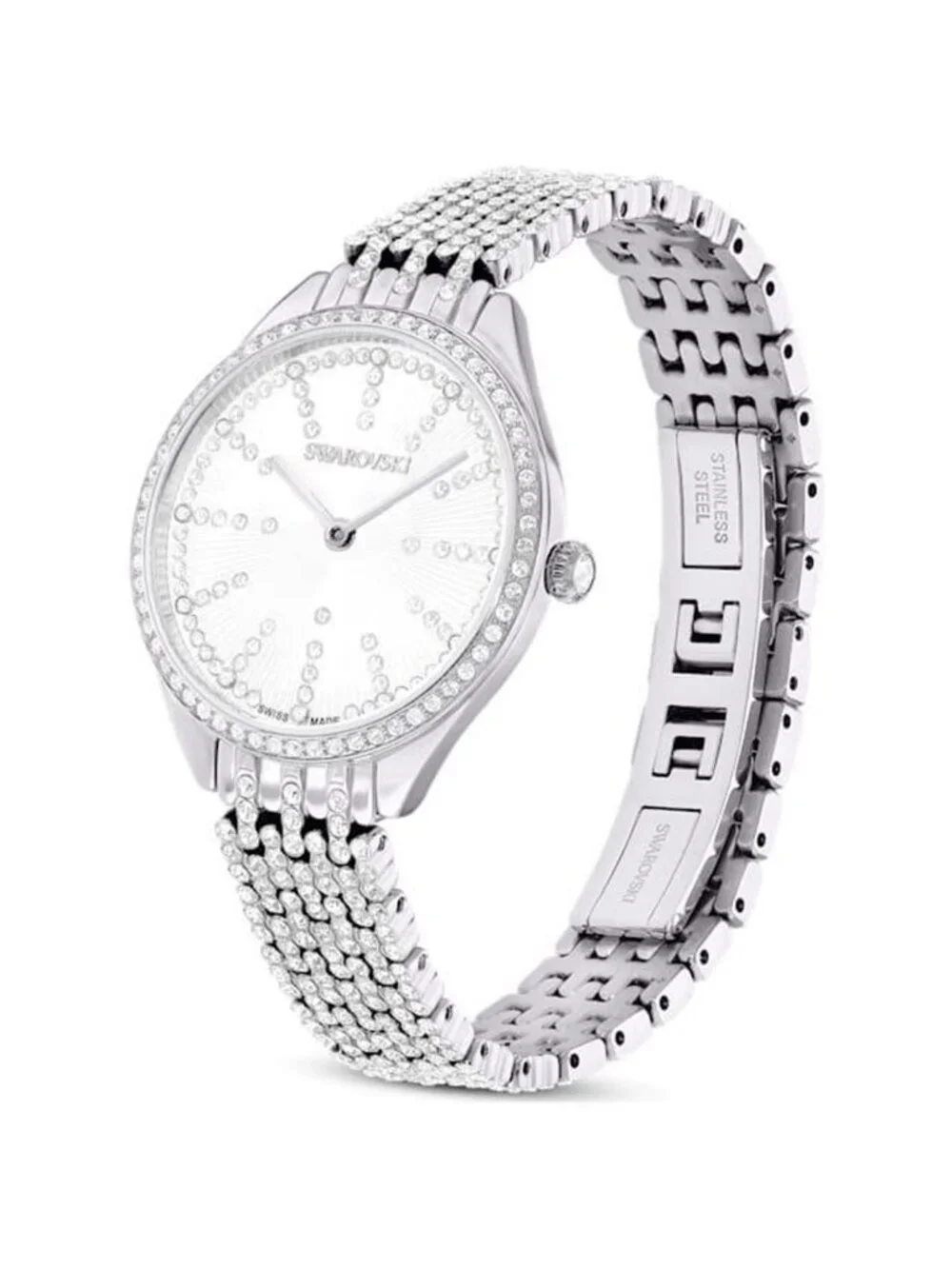 NWT Swarovski Attract Quartz Crystal Silver Dial Ladies Watch